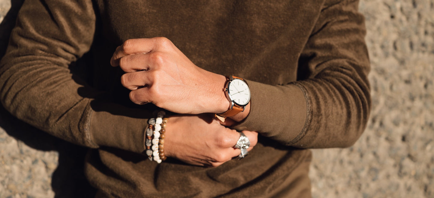 T4206 | Silver & Tan Watch