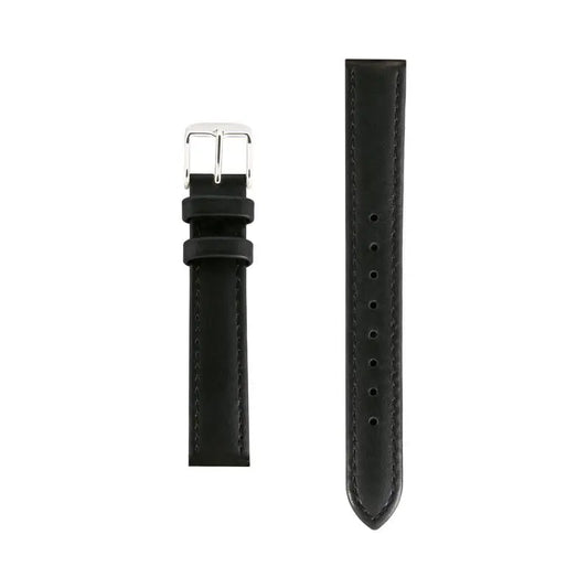 18mm - Black Italian Leather Large Watch Strap
