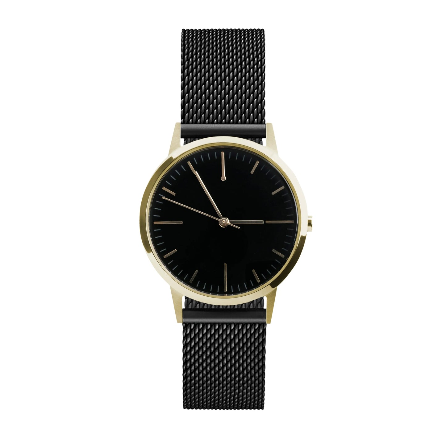 T3001BM | Gold & Black Mesh Watch