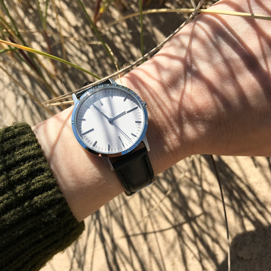 T3008 | Silver & Black Women's Watch