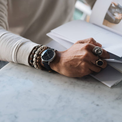 T4210 | Silver & Black Watch