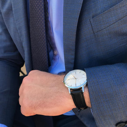 T4208 | Silver & Black Watch