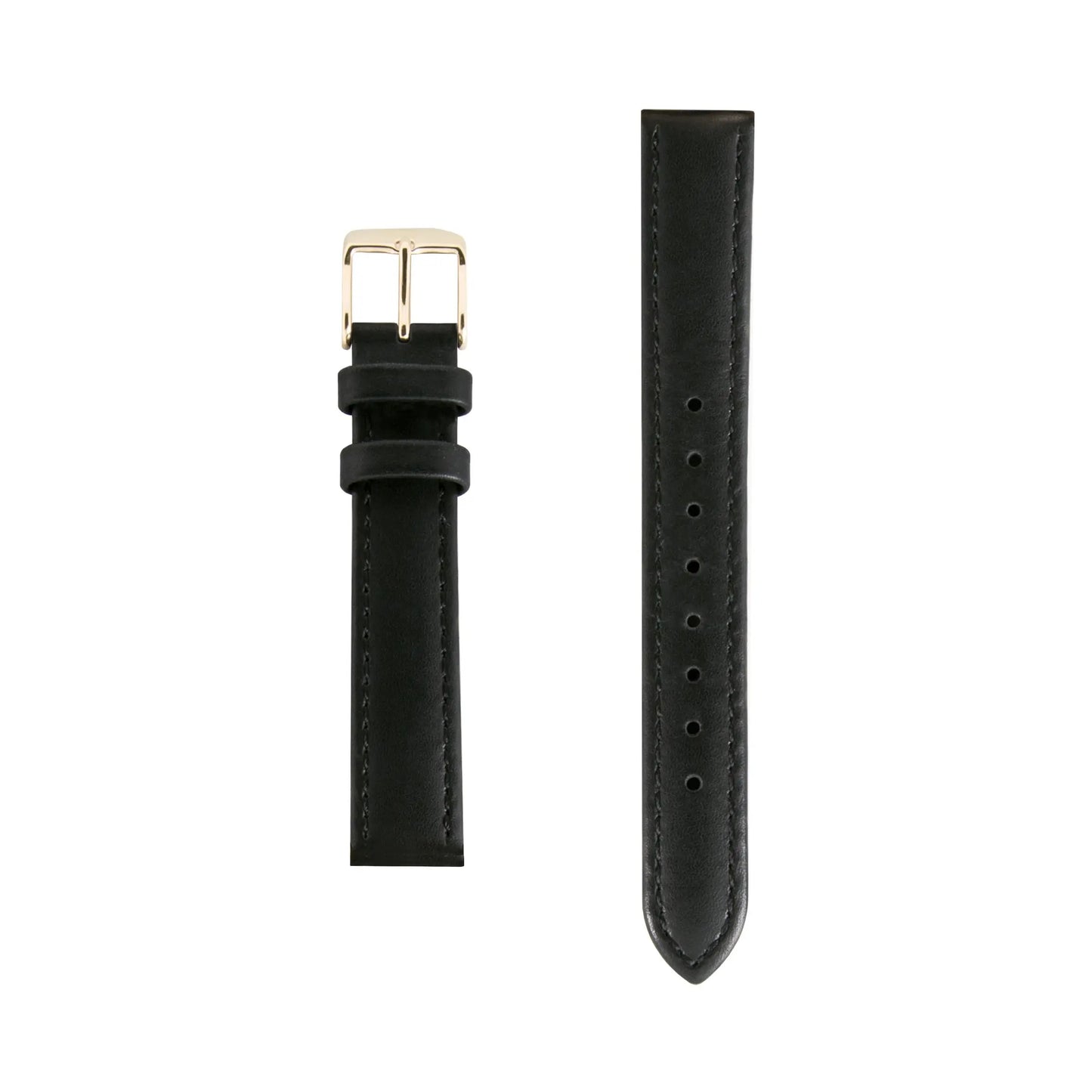 15mm - Black Italian Leather Small Watch Strap