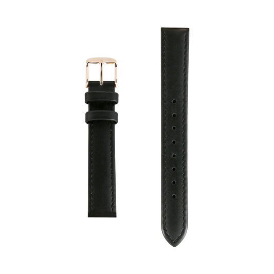 18mm - Black Italian Leather Large Watch Strap