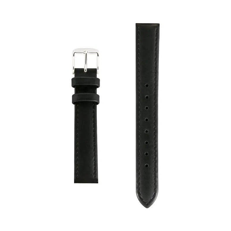 18mm - Black Italian Leather Large Watch Strap